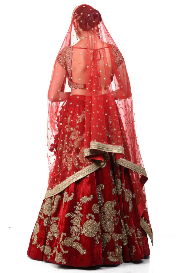 Sabyasachi Red Bridal Lehenga Set - Image 2