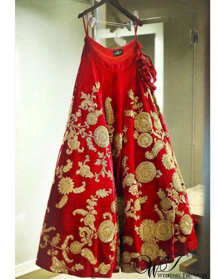 Sabyasachi Red Bridal Lehenga Set - Image 3