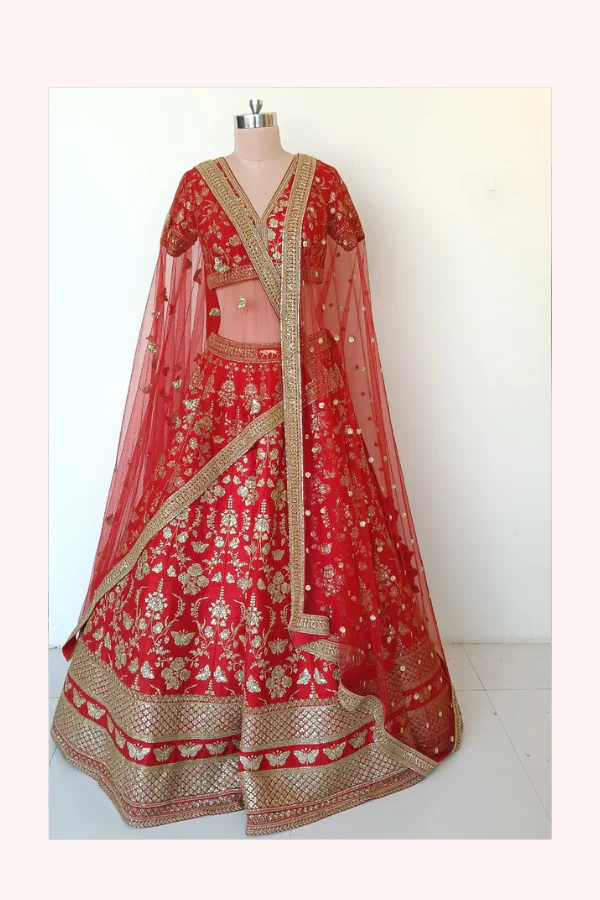 Sabyasachi Red Bridal Lehenga Set - Image 2