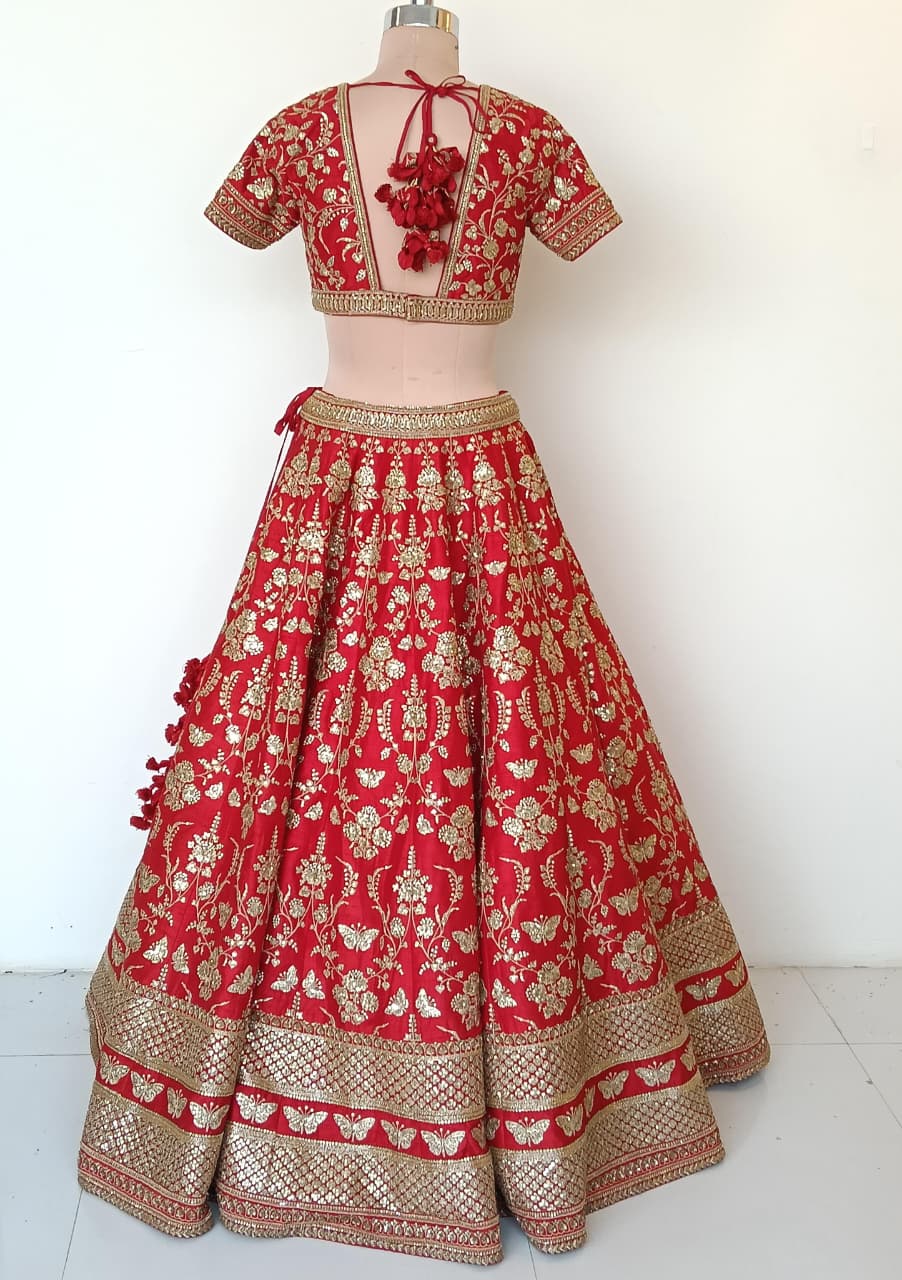 Sabyasachi Red Bridal Lehenga Set - Image 5