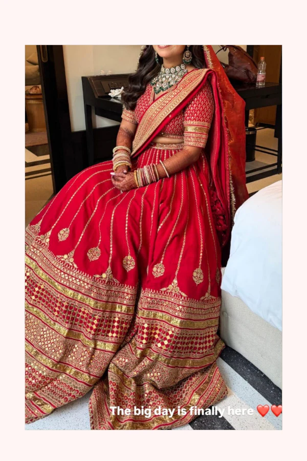 Sabyasachi Red Bridal Lehenga Set - Image 2