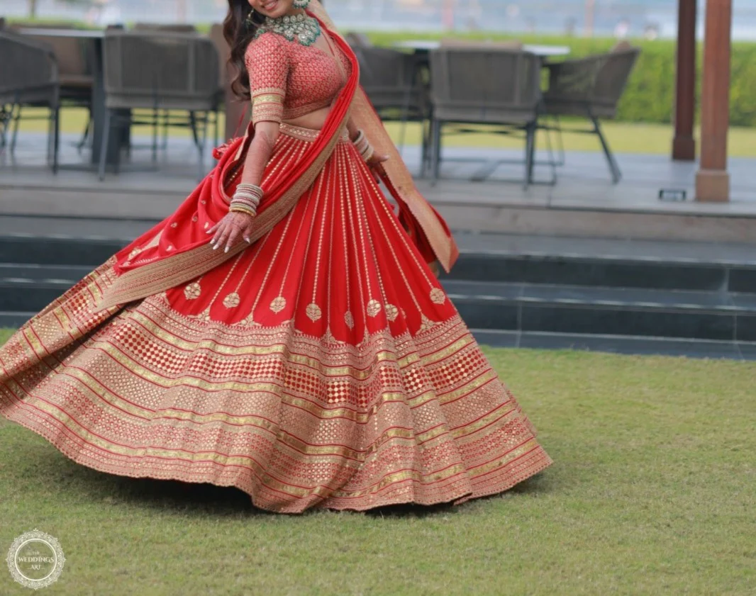Sabyasachi Red Bridal Lehenga Set - Image 4