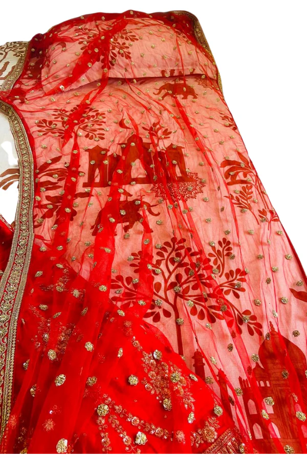 Sabyasachi Red embroidered bridal lehenga - Image 4