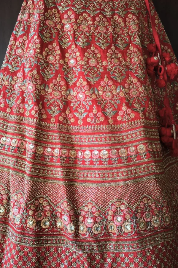 Sabyasachi red embroidered lehenga set - Image 5