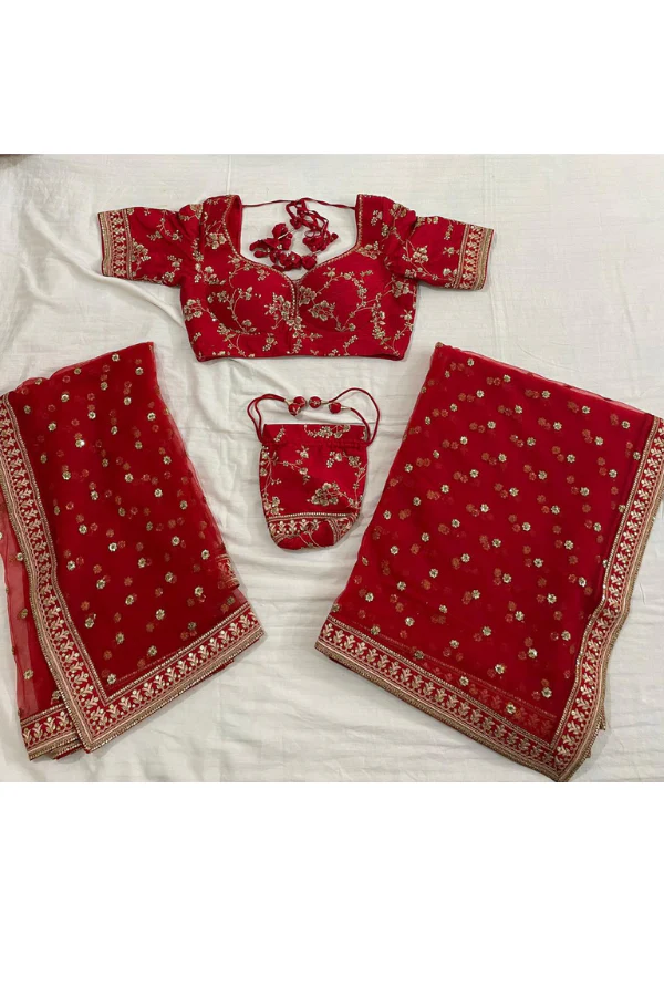 Sabyasachi Red embroidered lehenga with 2 dupattas - Image 2