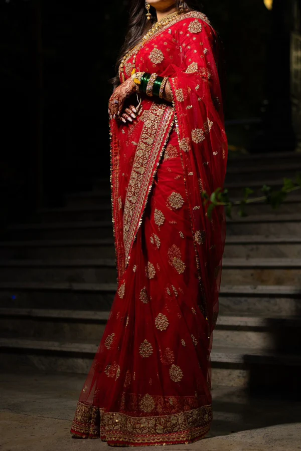 Sabyasachi Red Embroidered Saree