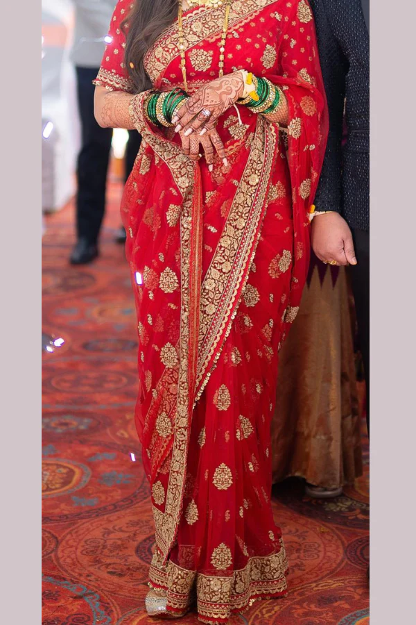 Sabyasachi Red Embroidered Saree - Image 2