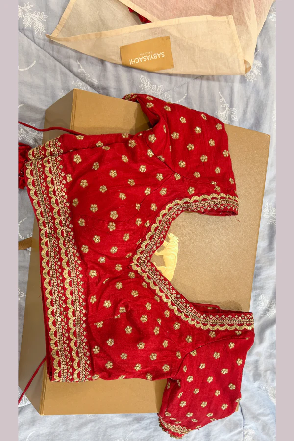 Sabyasachi Red Embroidered Saree - Image 8