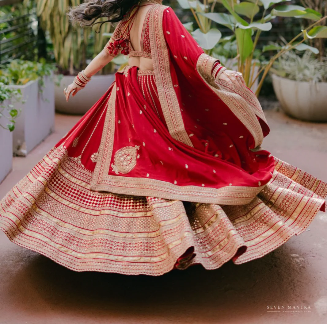 Sabyasachi Red & Gold Banarasi Lehenga Set - Image 2