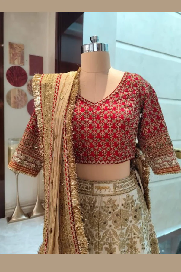 Sabyasachi Red & Gold Heritage Lehenga Set - Image 5
