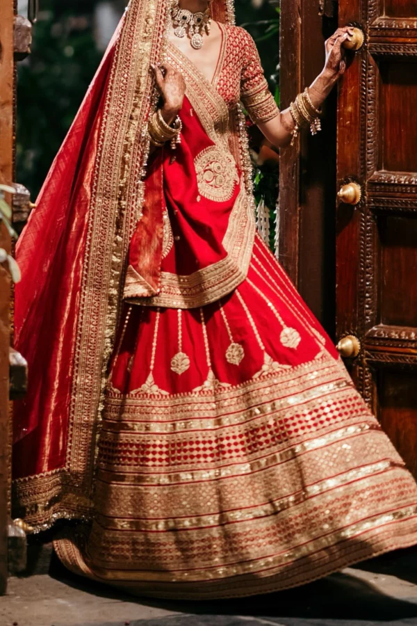 Sabyasachi Red Meera Lehenga Set