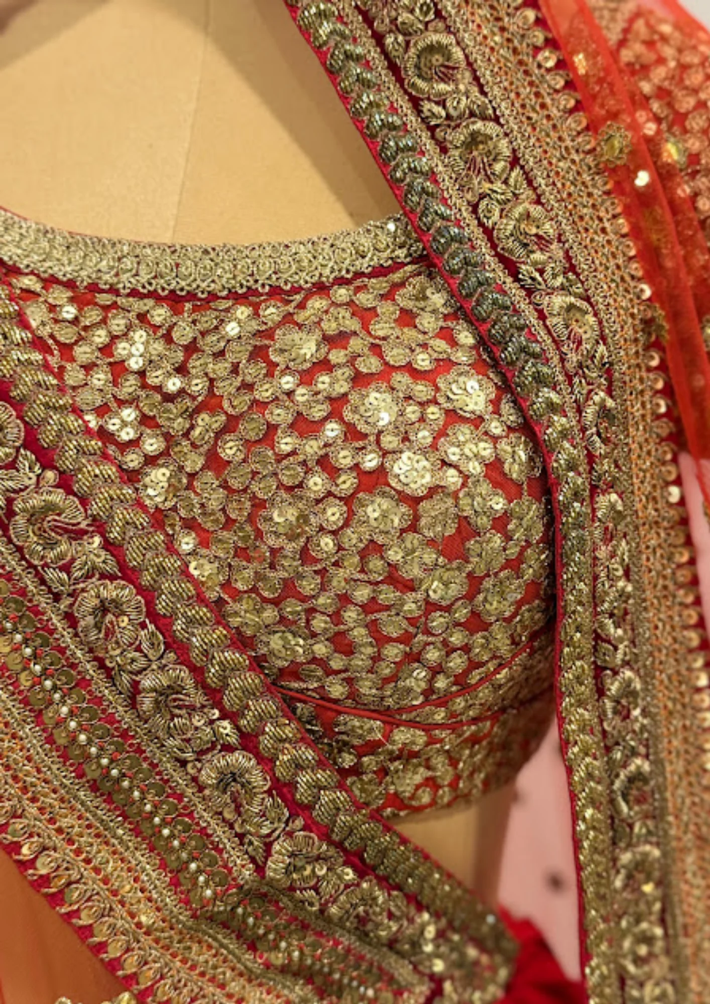 Sabyasachi Regal Red Bridal Lehenga Set - Image 3