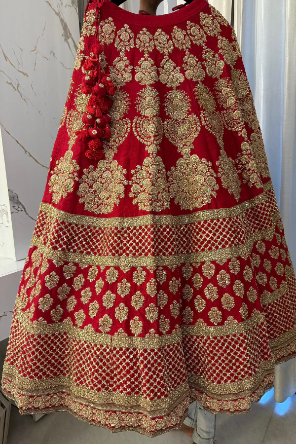 Sabyasachi Timeless Red Bridal Lehenga Set - Image 3