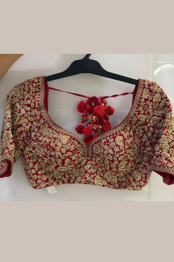 Sabyasachi Timeless Red Bridal Lehenga Set - Image 4
