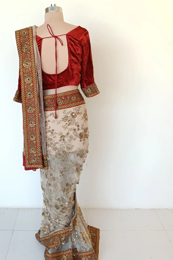 Sabyasachi Vintage Embroidered Net Saree Set - Image 2