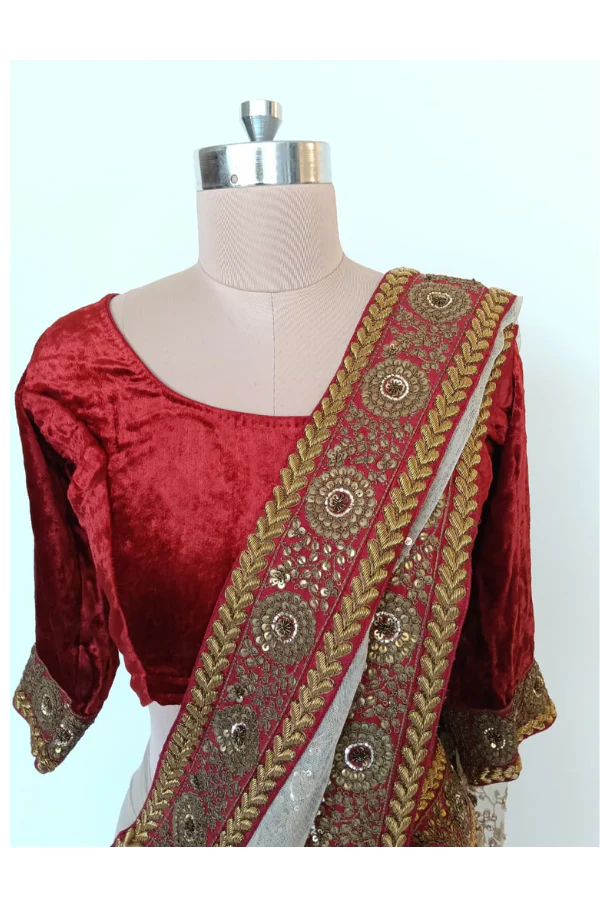 Sabyasachi Vintage Embroidered Net Saree Set - Image 3