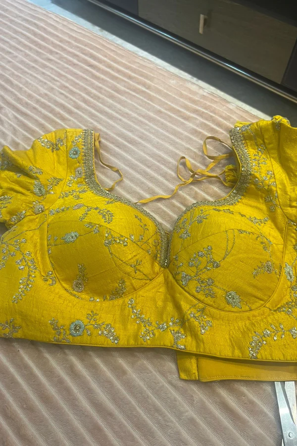 Sabyasachi Yellow floral embroidered lehenga set - Image 2