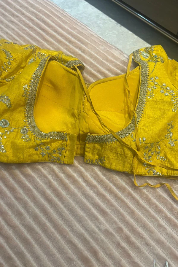 Sabyasachi Yellow floral embroidered lehenga set - Image 3