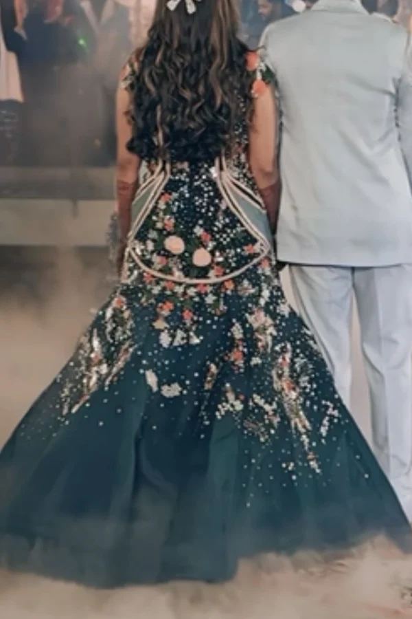 Sahil Kochhar Blue Embellished Gown - Image 4