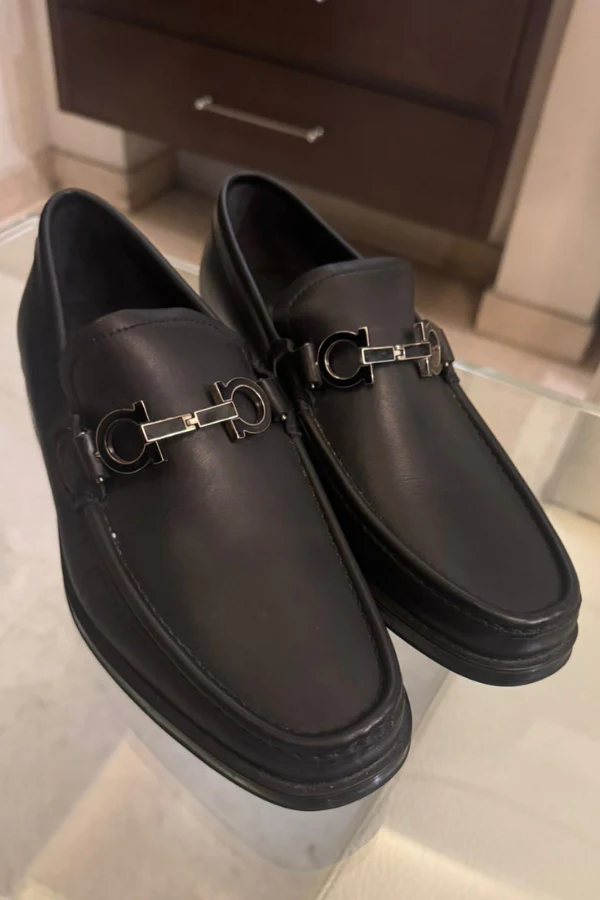 Salvatore Ferragamo Black Leather Moccasin UK 6