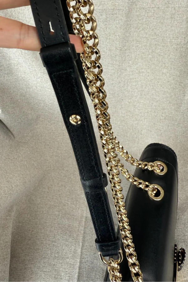 Salvatore Ferragamo Calfskin Studded Vara Bow Bag Black - Image 5