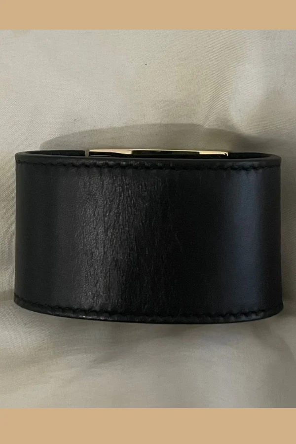 Salvatore Ferragamo Gancini Black Leather Cuff Bracelet - Image 8