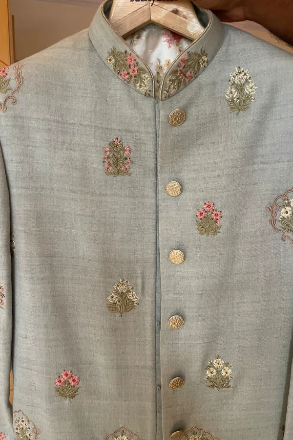 Samyakk Blue Sherwani - Image 3