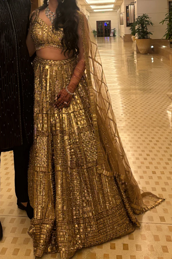 Seema Gujral Antique Gold Lehenga Set - Image 2