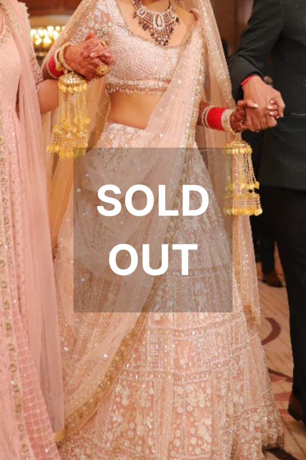 Seema Gujral baby pink lehenga set