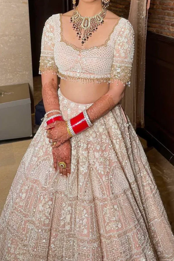 Seema Gujral baby pink lehenga set - Image 4