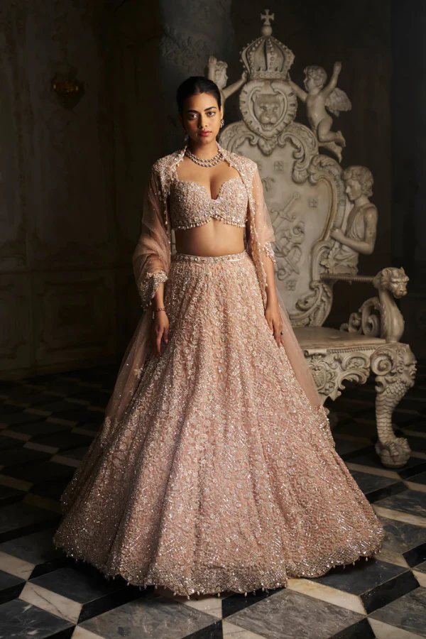Seema gujral CHAMPAGNE SEQUIN LEHENGA SET - Image 3