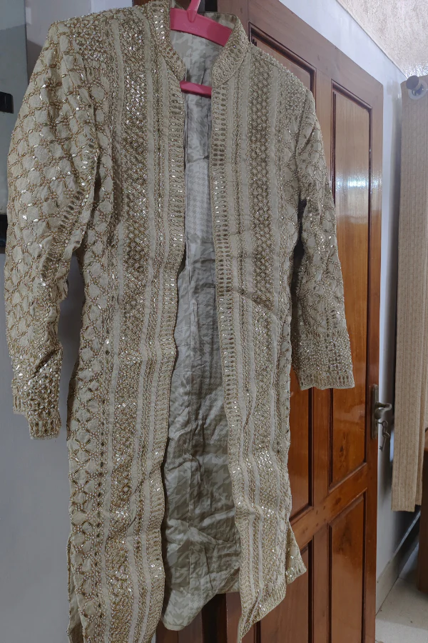 Seema Gujral Beige Gota Patti Sherwani Set - Image 2