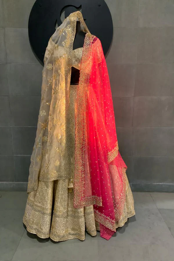 Seema gujral beige mirror work lehenga - Image 3