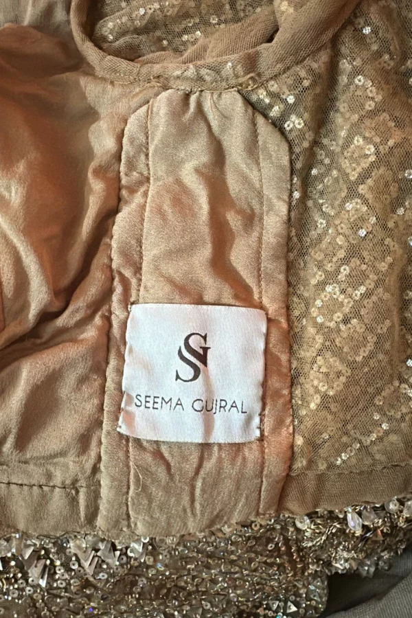 Seema Gujral Biscotti Gold Sequin Lehenga Set - Image 4
