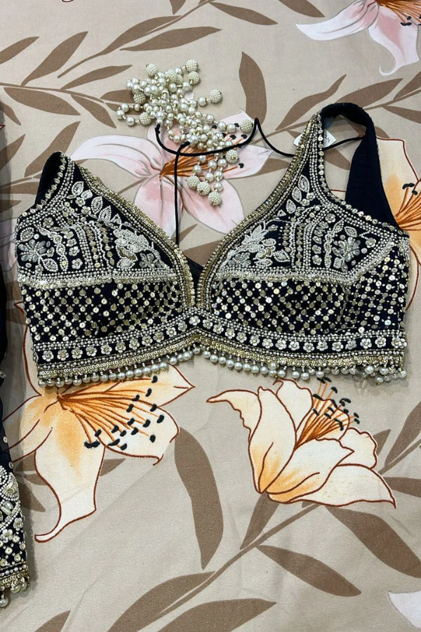 Seema Gujral blue embellished lehenga - Image 3
