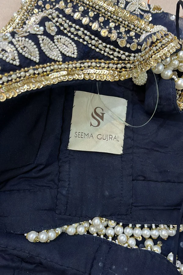 Seema Gujral blue embellished lehenga - Image 7