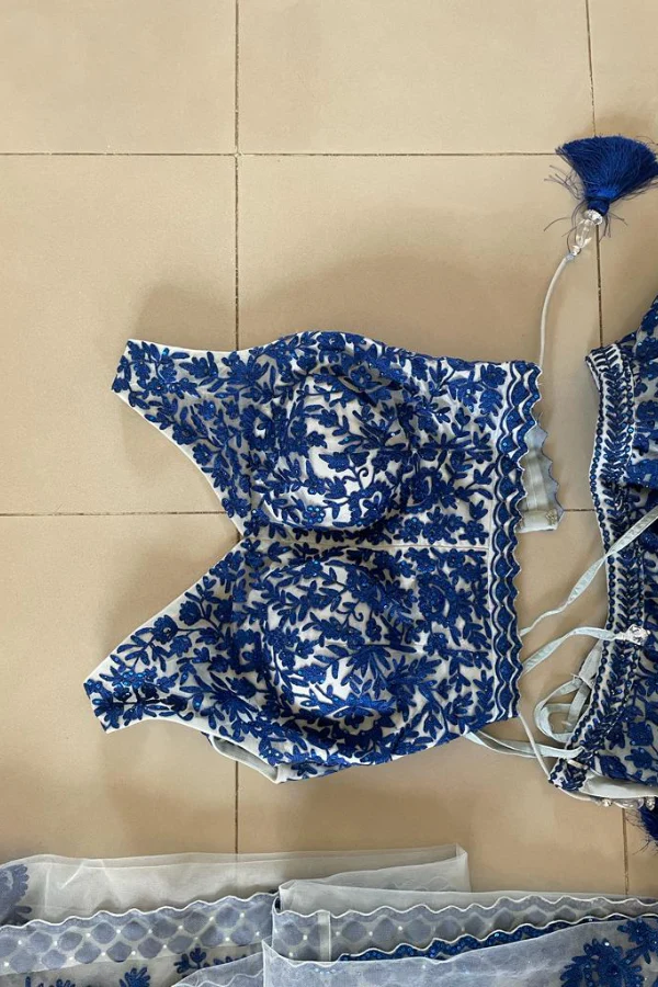 Seema Gujral blue embroidered lehenga - Image 4