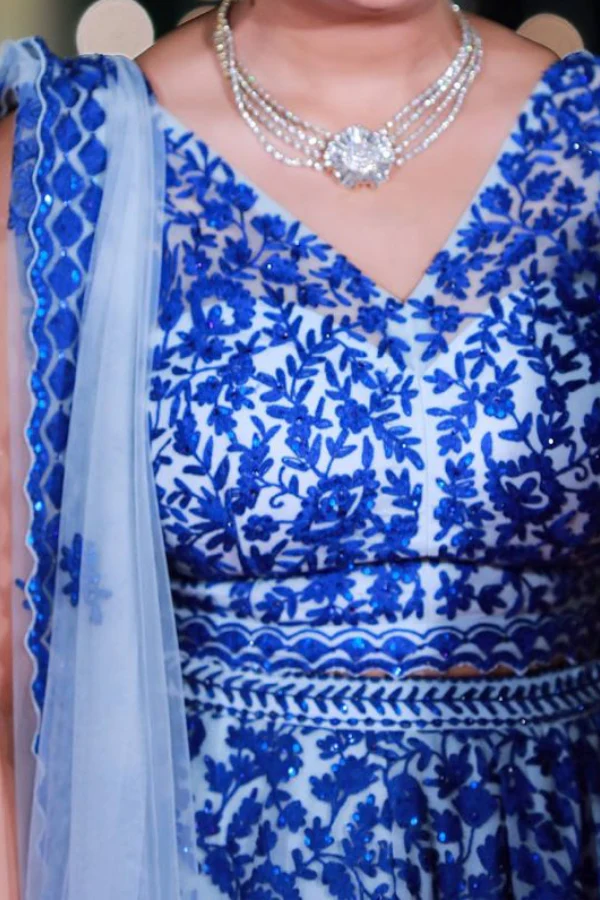 Seema Gujral blue embroidered lehenga - Image 6
