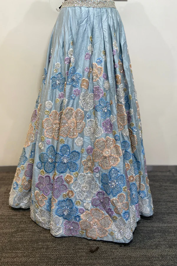Seema Gujral Blue embroidered lehenga set - Image 2