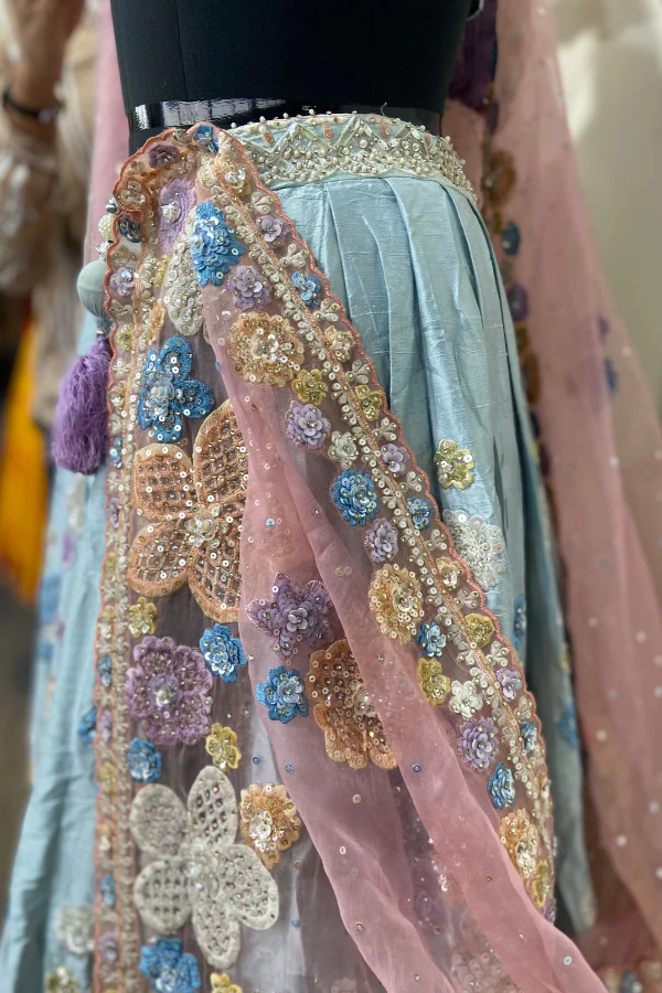 Seema Gujral Blue embroidered lehenga set - Image 5