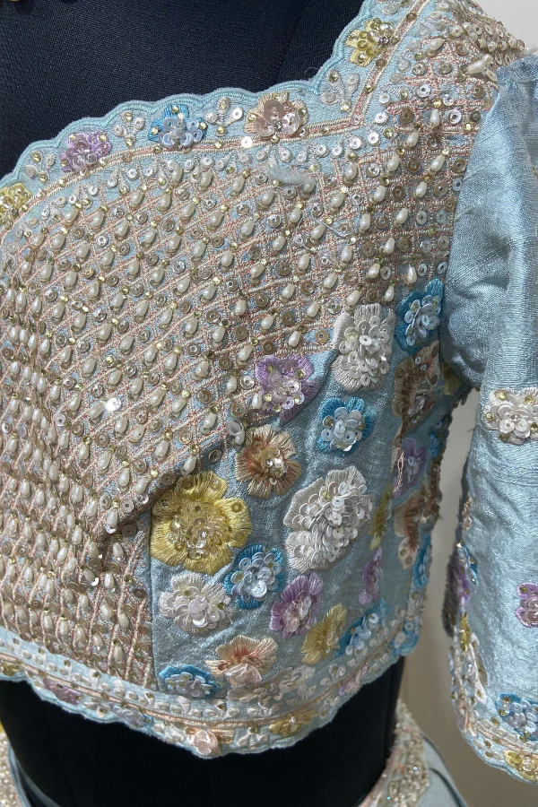 Seema Gujral Blue embroidered lehenga set - Image 8