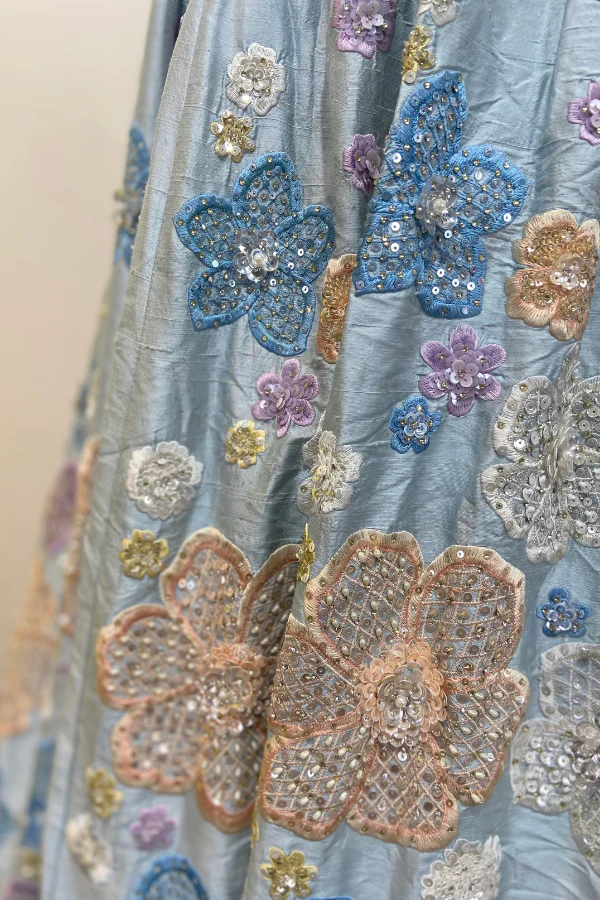 Seema Gujral Blue embroidered lehenga set - Image 9