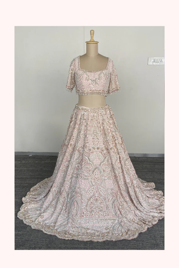 Seema Gujral Blush Pink Embroidered Lehenga Set - Image 3