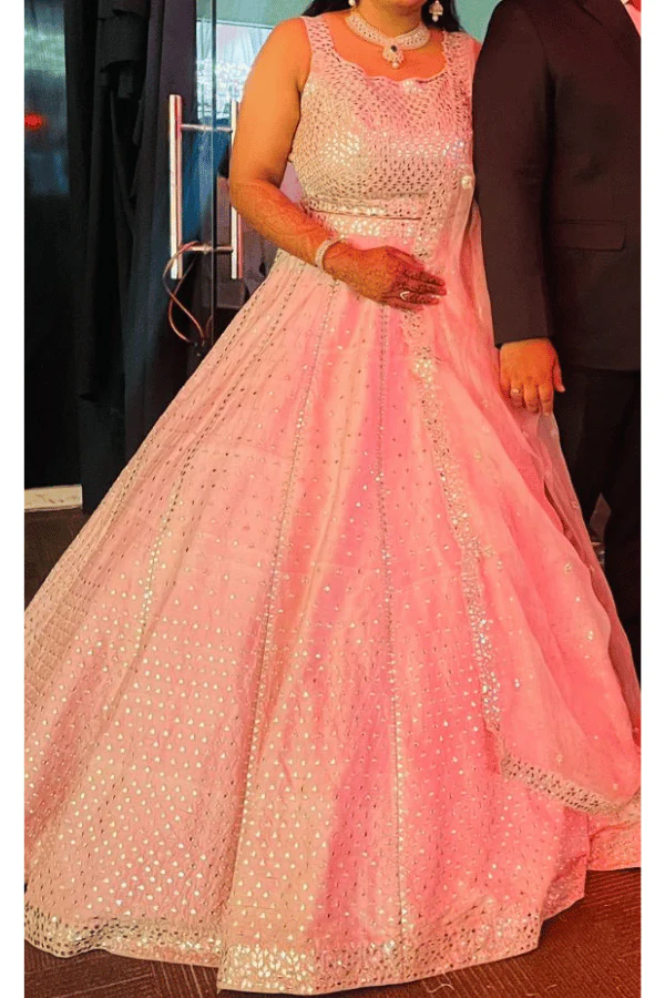Seema Gujral Blush pink lehenga