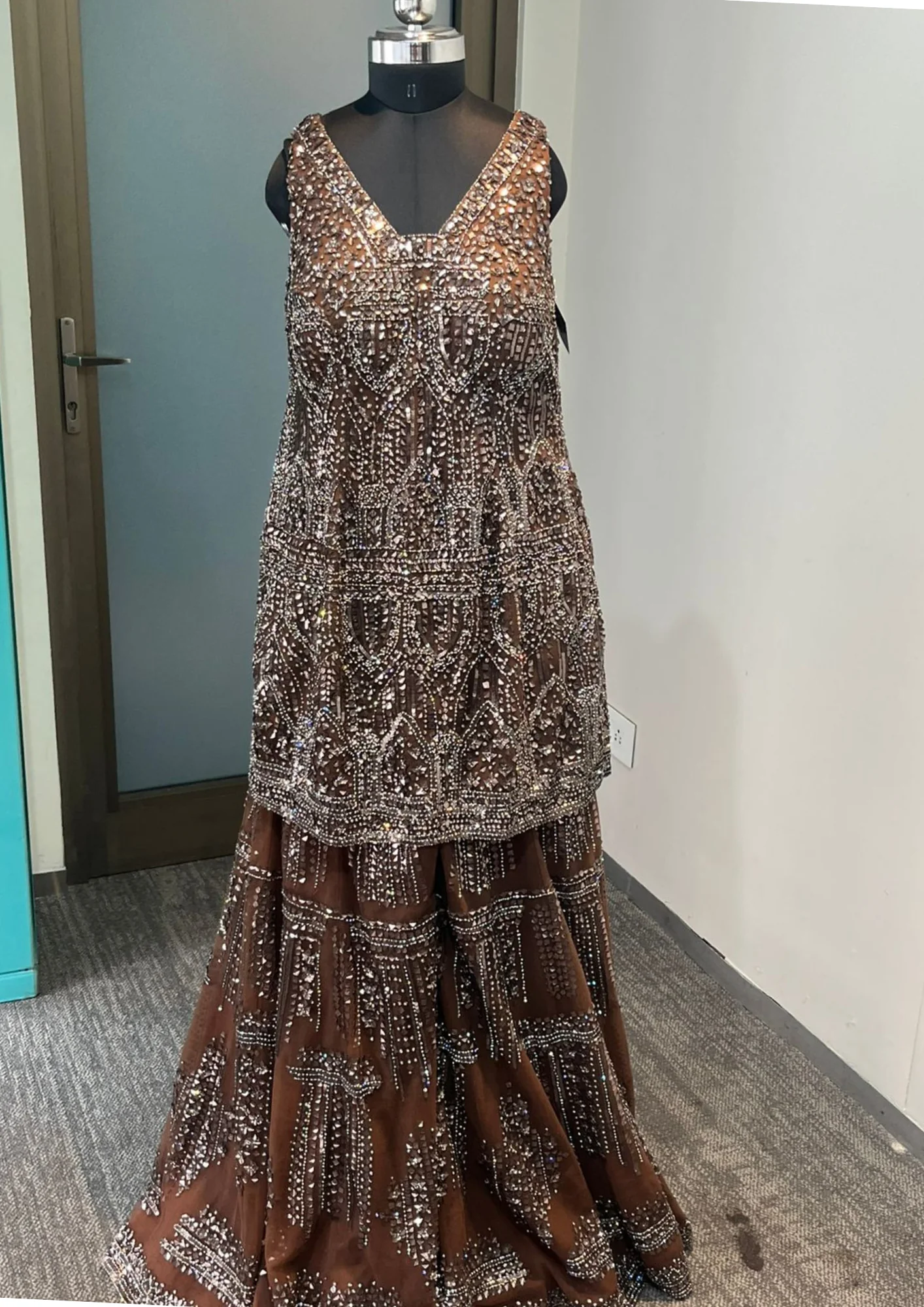 Seema Gujral Brown Sharara Set - Image 3