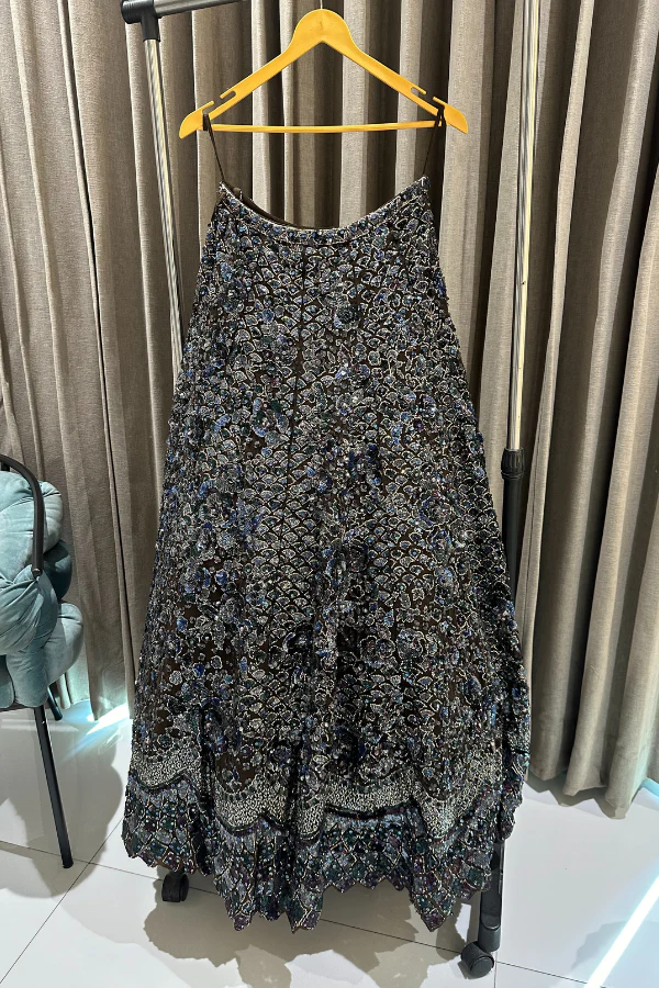 Seema Gujral Chocolate Brown Sequin Lehenga Set - Image 2
