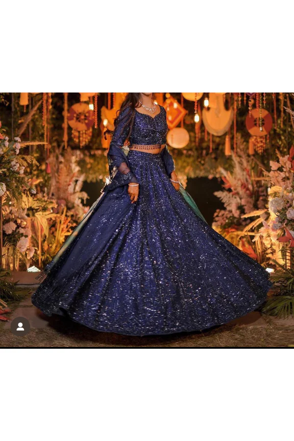 Seema Gujral cobalt blue embellished lehenga