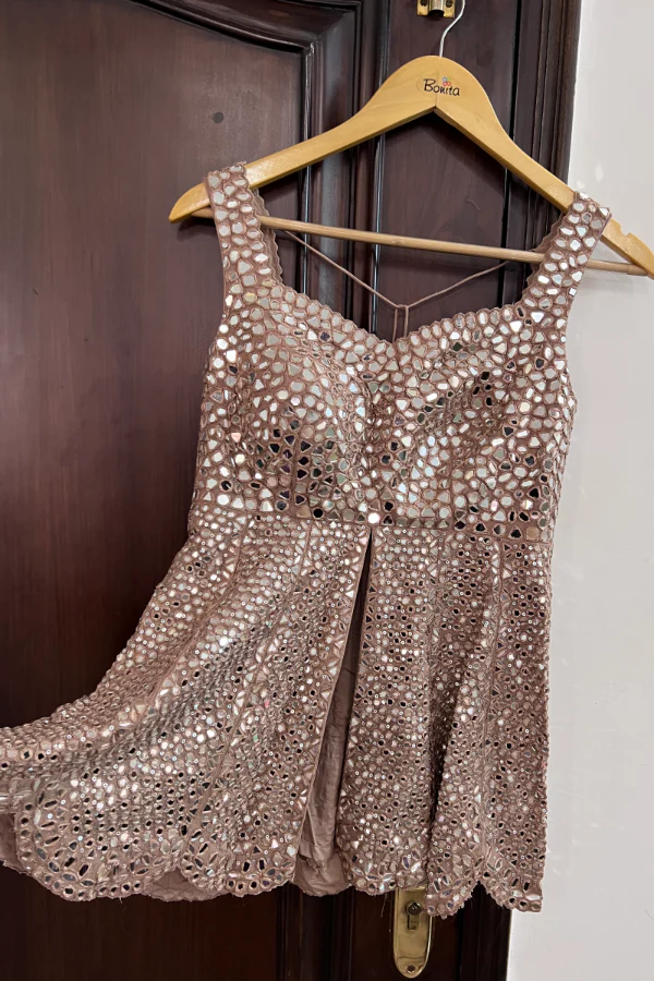 Seema Gujral Coffee Mirror Embellished Sharara Set - Image 3