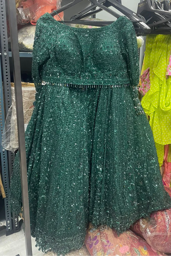 Seema Gujral Emerald Green Lehenga Set - Image 3