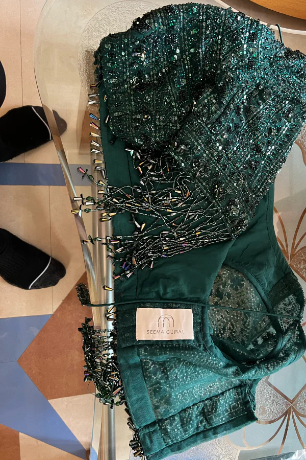 Seema Gujral Emerald Green Lehenga Set - Image 4